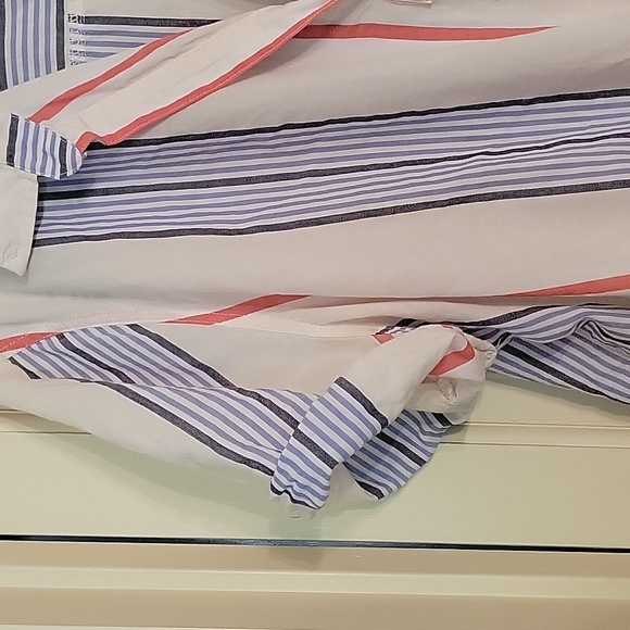 Striped Tie-front Blouse - Picture 2 of 7